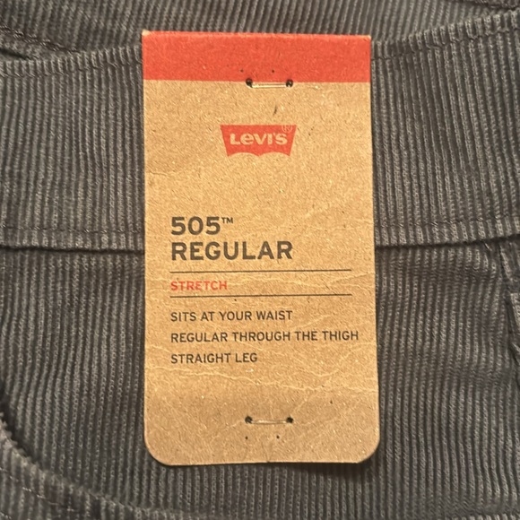 NWT Levi's 505 Corduroy Pants in Ocean Slate Blue Straight-Leg Classic Fit - Picture 5 of 12
